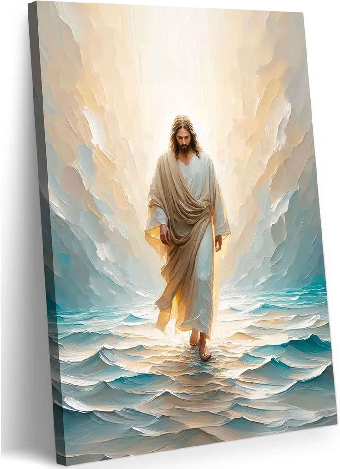 AEFER Jesus Walking On Water Canvas Wall Art Christian Bible Stories ...