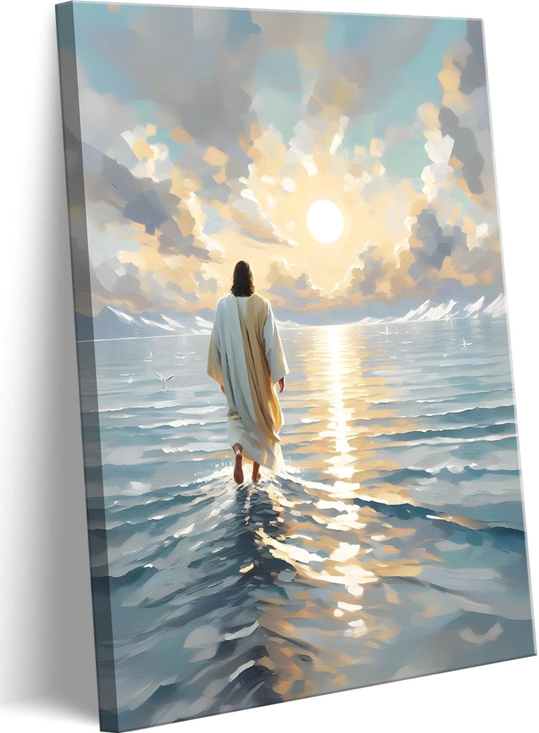 AEFER Jesus Walking On Water Canvas Wall Art Christian God Wall Decor ...