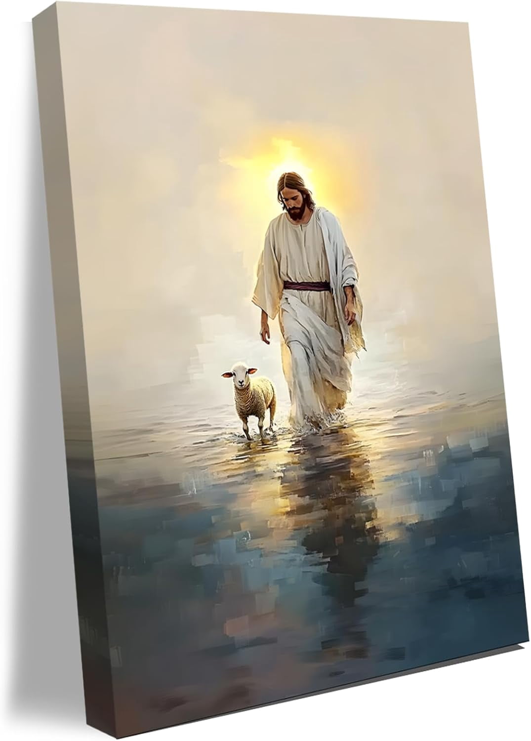 AEFER Jesus Walking on Water Wall Art With The Lamb Jesus Canvas Wall ...