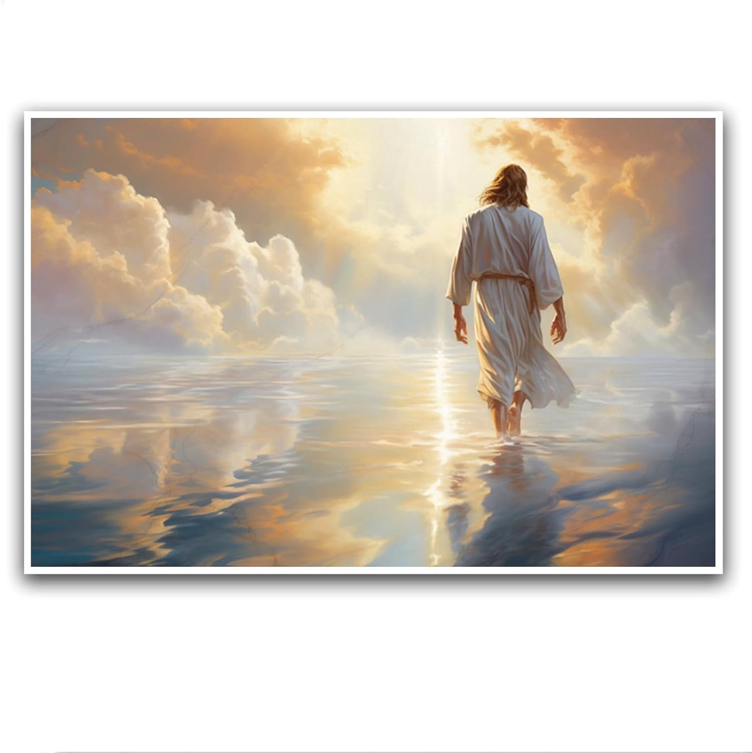 AEFER Jesus Walking on Water Canvas Print Christian Oil Painting Wall ...