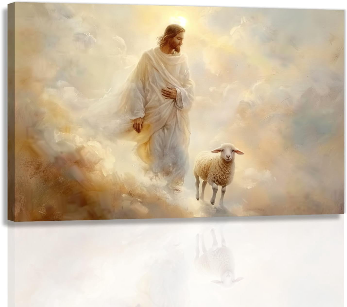 AEFER Jesus Wall Art Retro Jesus And Lamb Picture Canvas Print Abstract ...