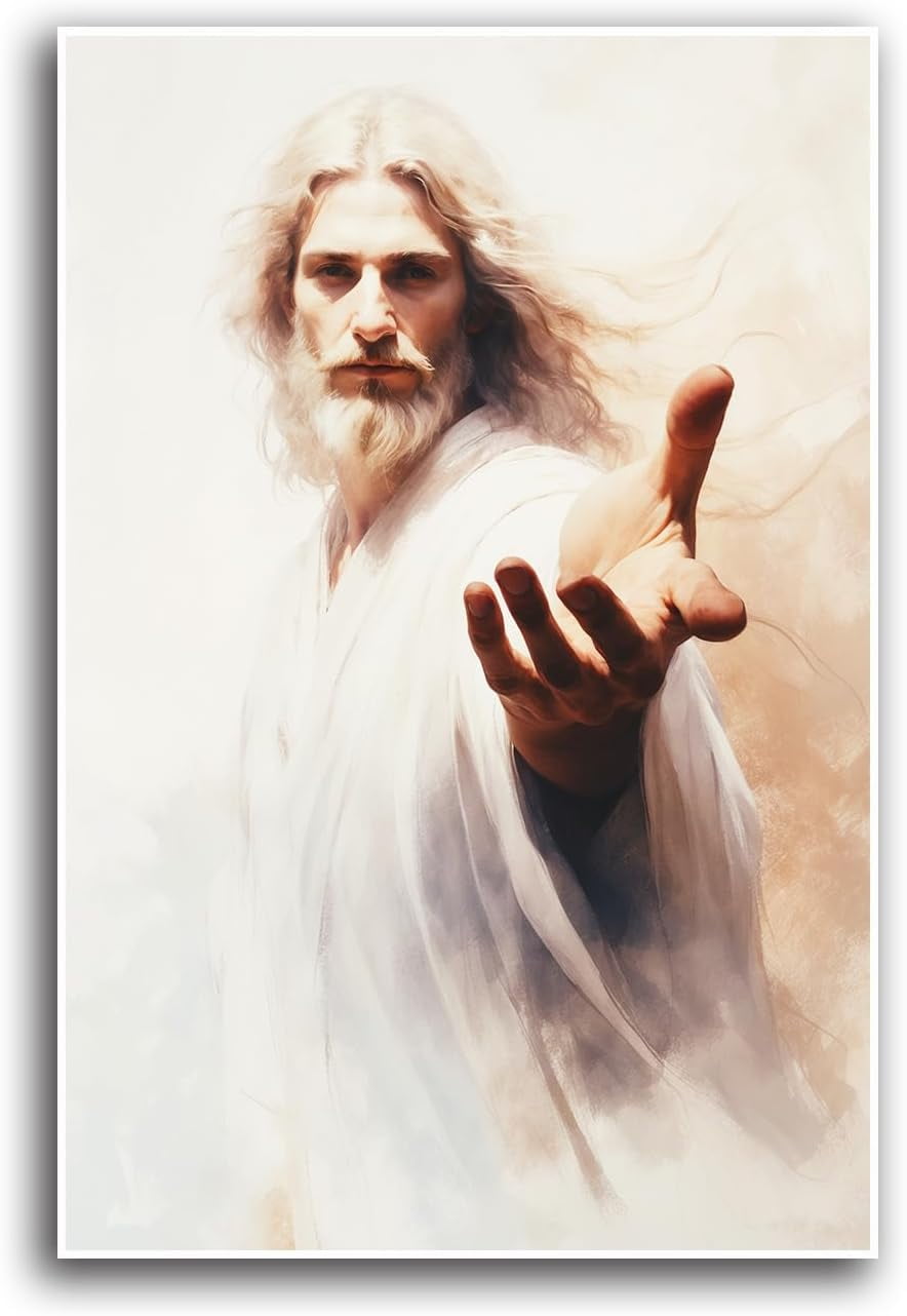 AEFER Jesus smiles and stretches out his hands inspirational wall ...