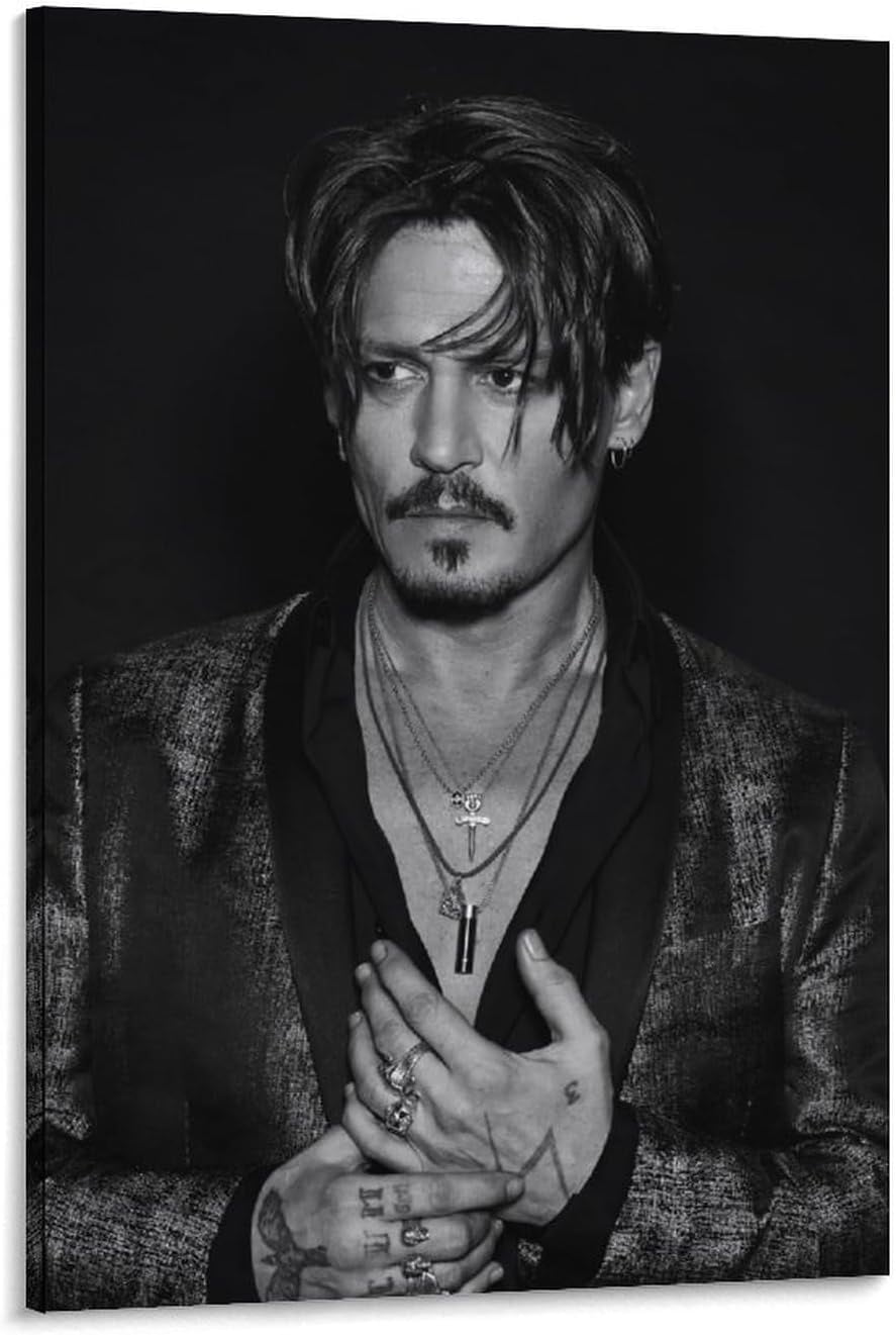 AEFER Johnny Depp Posters Black And White Canvas Painting Wall Art For Aefer johnny depp posters black and white canvas painting wall art for