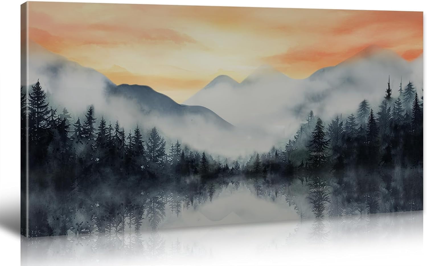 AEFER Landscape Wall Art for Living Room,Forest Sunset Mountain Canvas ...