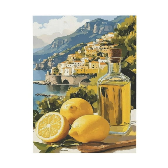 AEFER Lemon Wall Art, Vintage Yellow Lemon Canvas Prints for Kitchen Wall Decor, Framed Rustic Flowers In Vase Posters, French Country Farmhouse Landscape Still Life for Living Room Artwork 12x18in