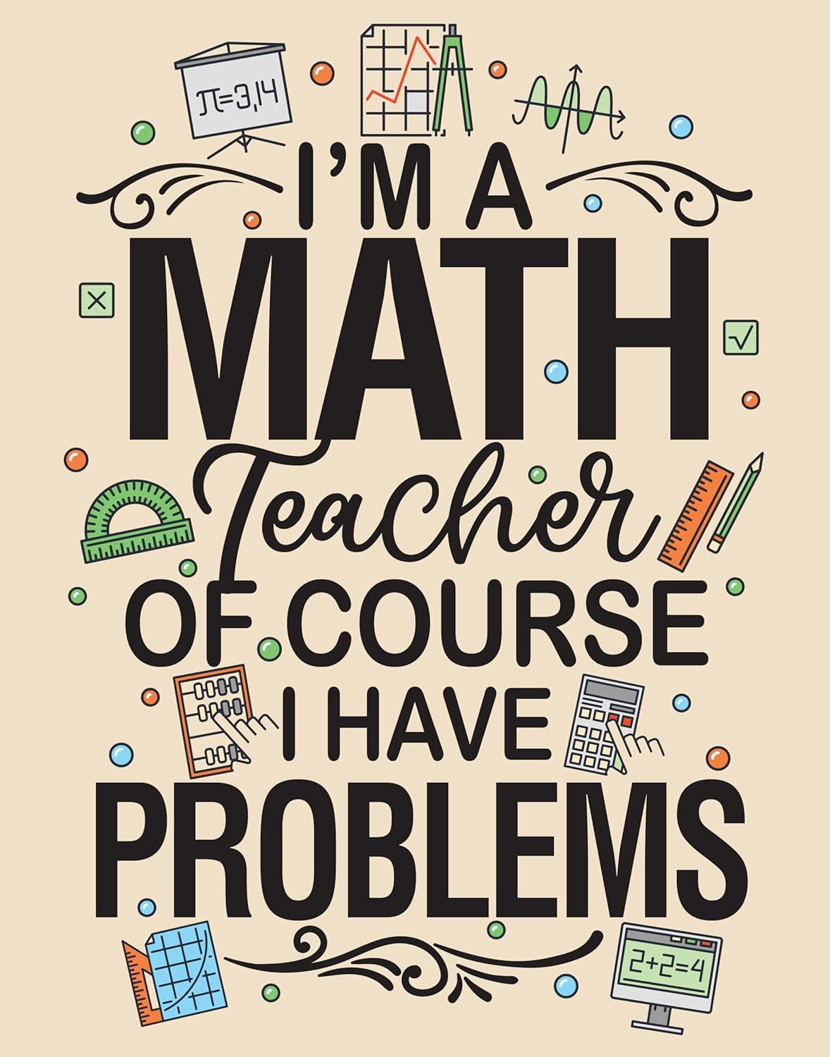 AEFER I'm a Math Teacher, Of Course I Have Problems Typography Poster ...