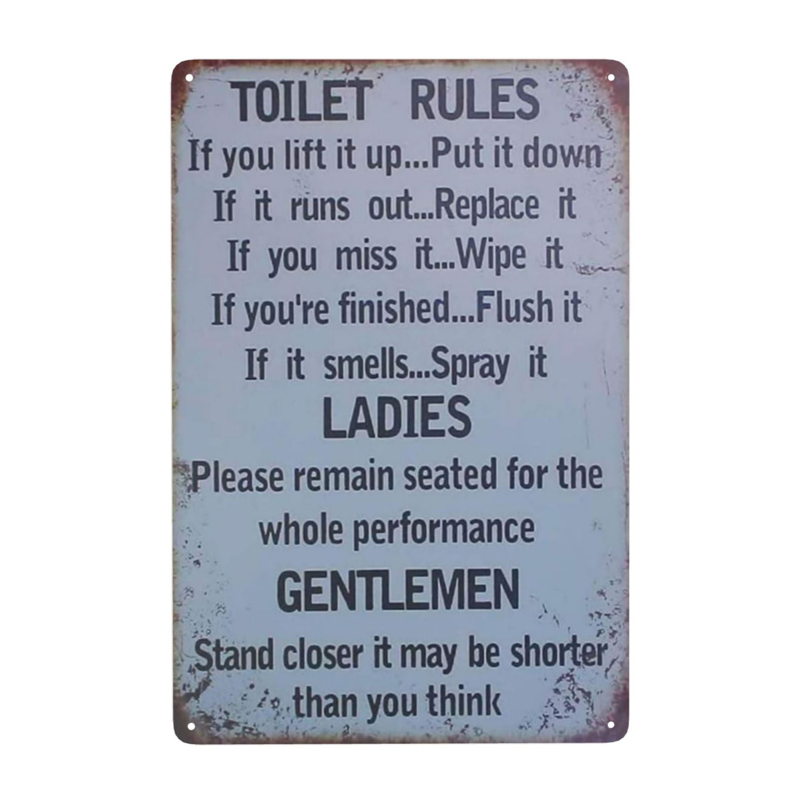 AEFER Metal Tin Sign Toilet Rules Warning Sign Bar Cafe Garage Wall ...