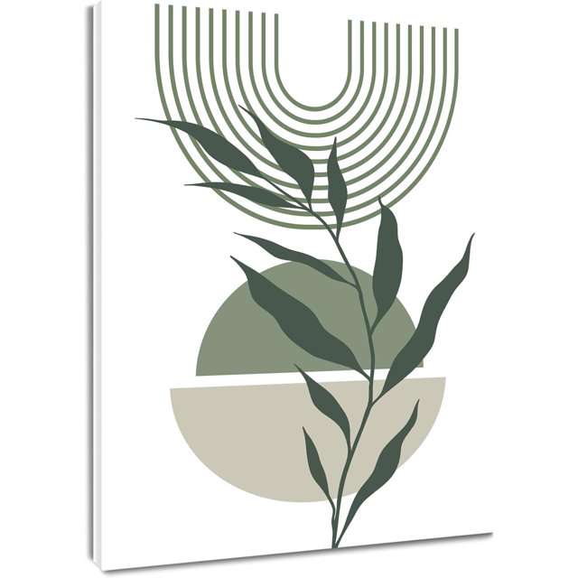 AEFER Mid Century Modern Wall Art for Living Room,Sage Green Abstract