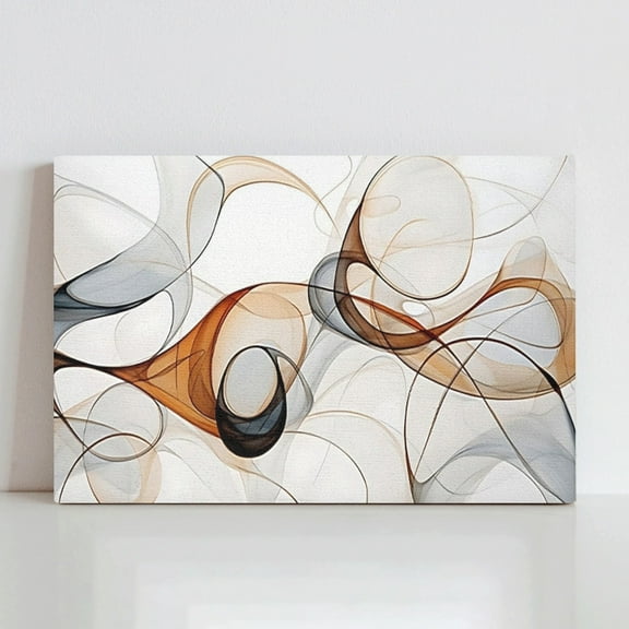 AEFER Modern Abstract Gray and Brown Designs - Colorful Curves and Translucent Medium - Frame Wall for Living Room Office Wall Decor Picture Artwork for walls Frame: 16x12inch(40x30cm)