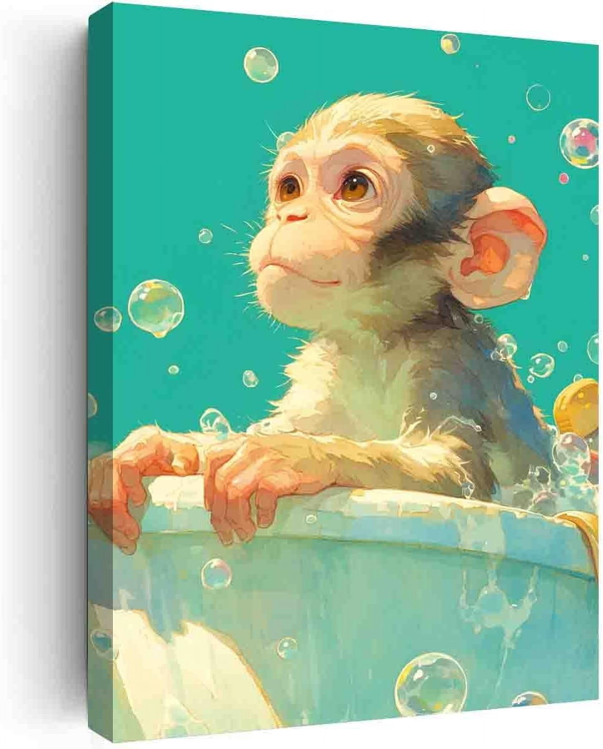 AEFER Monkey art poster,Funny Bathroom Wall Decor,Funny Animal Print ...