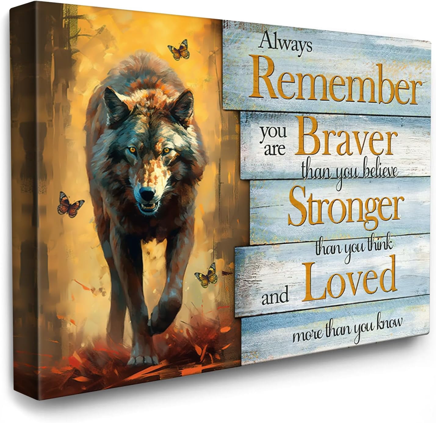 AEFER Motivational Wolf Canvas Wall Art Christian Wolf Painting Wall Decor Unframed Inspirational Wolves Posters Home for Living Room Bedroom Bathroom Decoration 16x24 inch