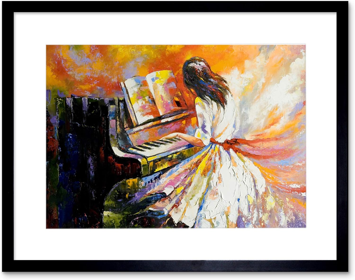 Fine Art Prints Grußkarte – Piano Girl Musik Motiv Mit Umschlag
