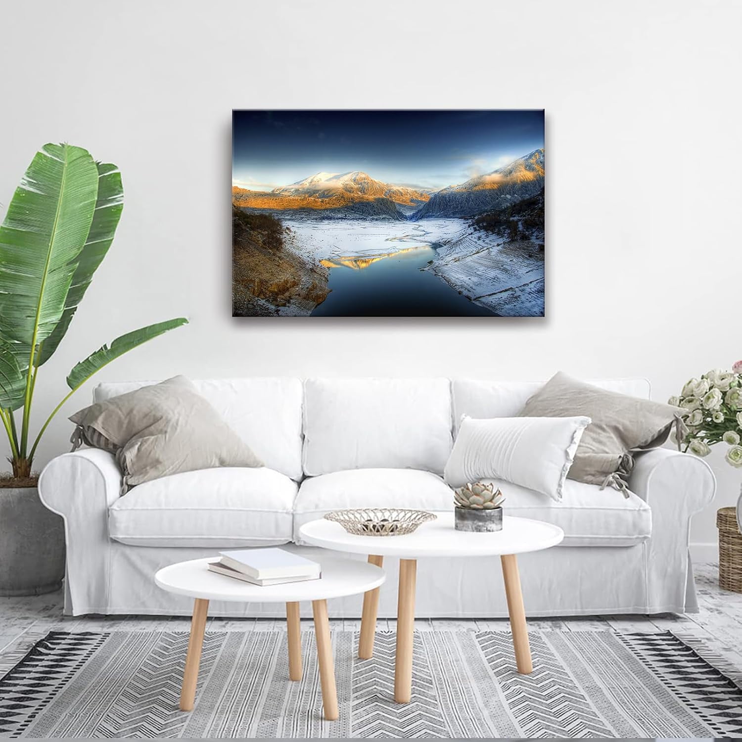 AEFER National Park Canvas Wall Art Snow Mountain and Lake Poster Print ...
