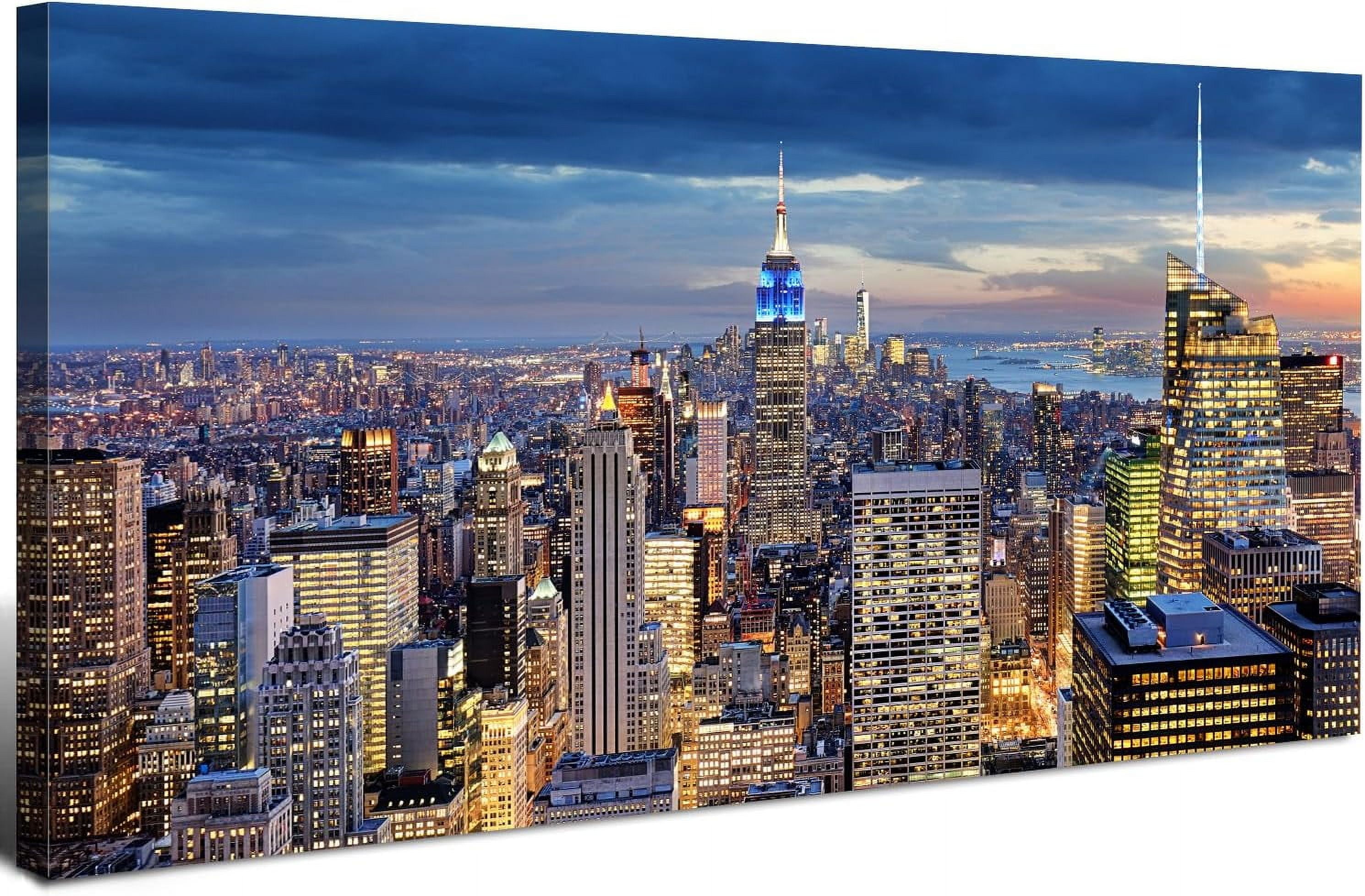 AEFER New York City Wall Art NYC Skyline Wall Decor Sunset Skyscraper ...