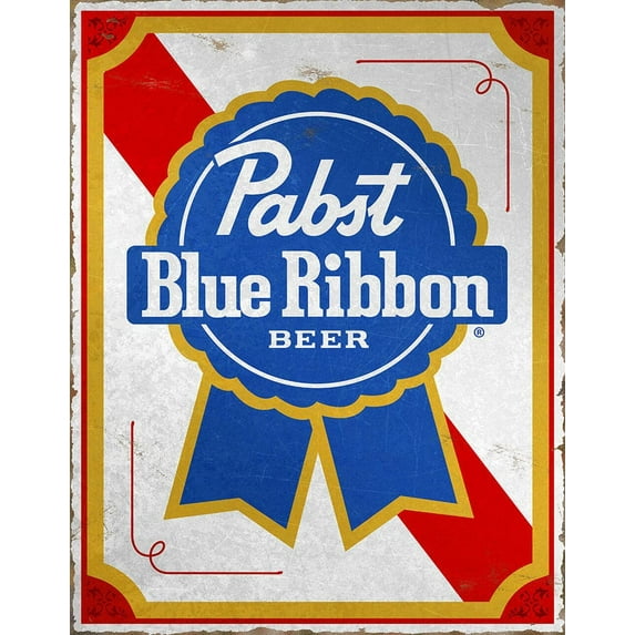 AEFER PBR - Pabst Blue Ribbon Beer Tin Sign - Nostalgic Vintage Metal Wall Décor - Made in USA