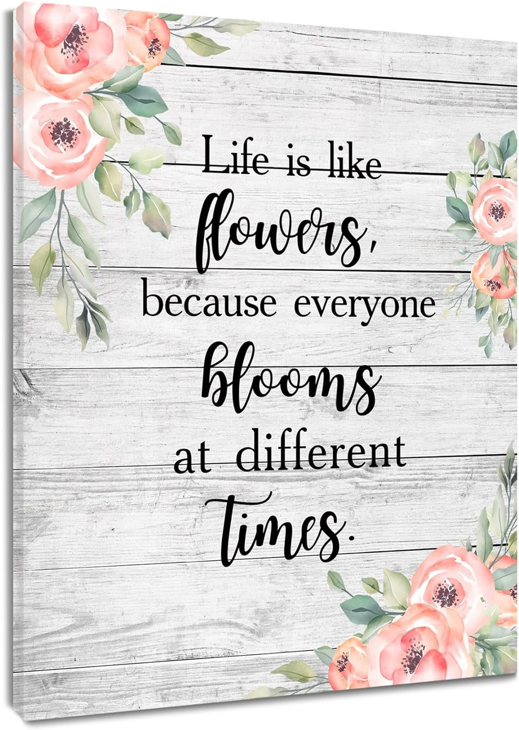 AEFER Pink Floral Wall Art Flower and Sage Green Leaves Inspirational ...