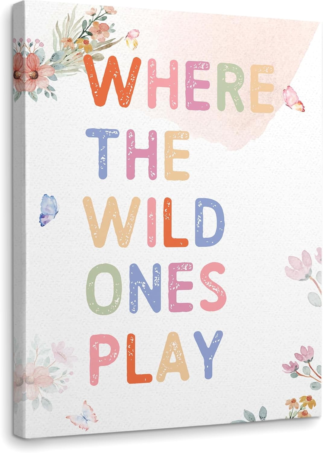 Beeveer 'Where The Wild Ones Play' Wooden Nursery Sign – 23 Inch Playroom Wall Decor, Wood Color, Lightweight