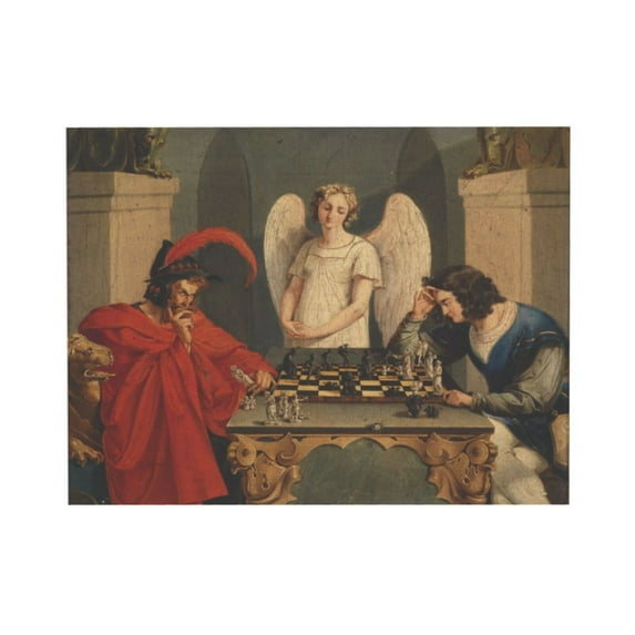 AEFER Playing Chess Print Poster Vintage Painting Canvas Prints Wall Art Painting Posters and Prints Wall Decor Cuadros Home (Unframed,24x32inch)