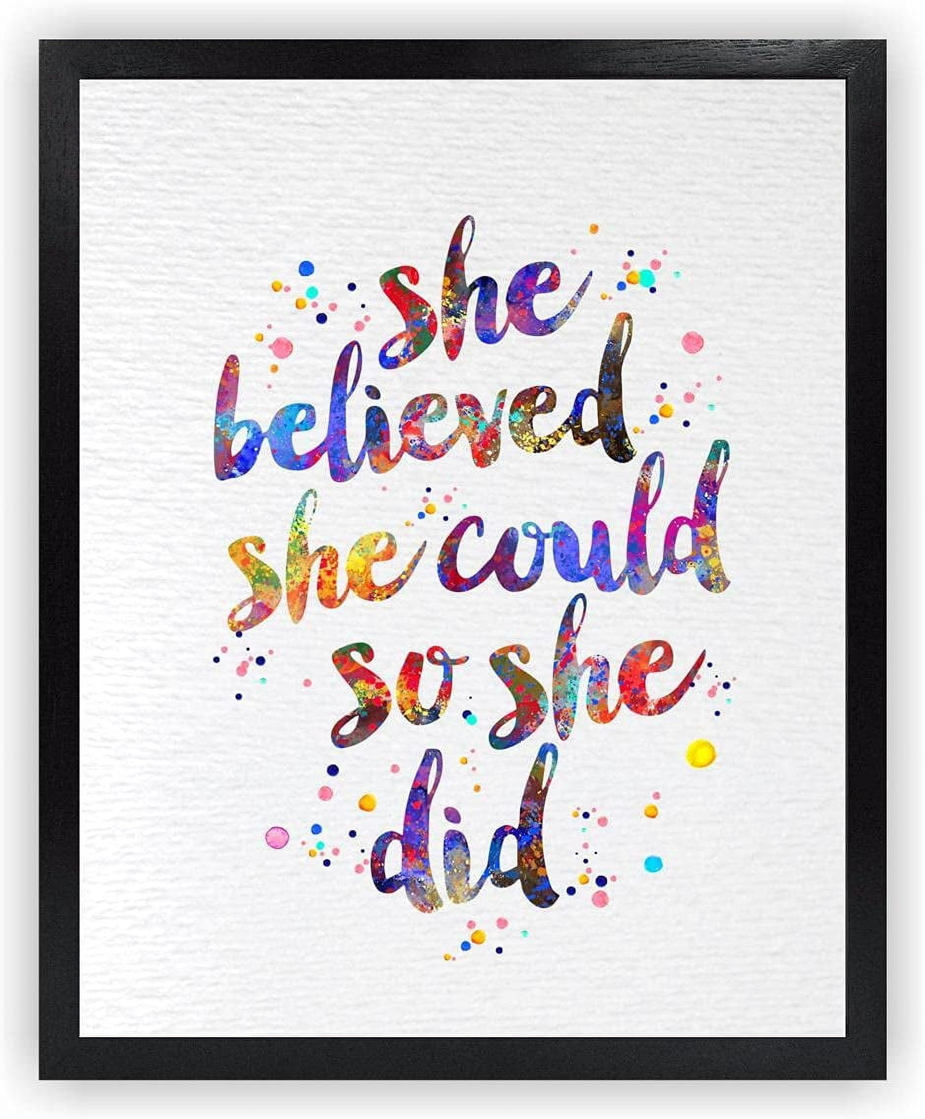 AEFER-Poster-She-Believed-She-Could-So-She-Did-Inspirational-Quotes-Watercolor-Art-Print-Poster ...