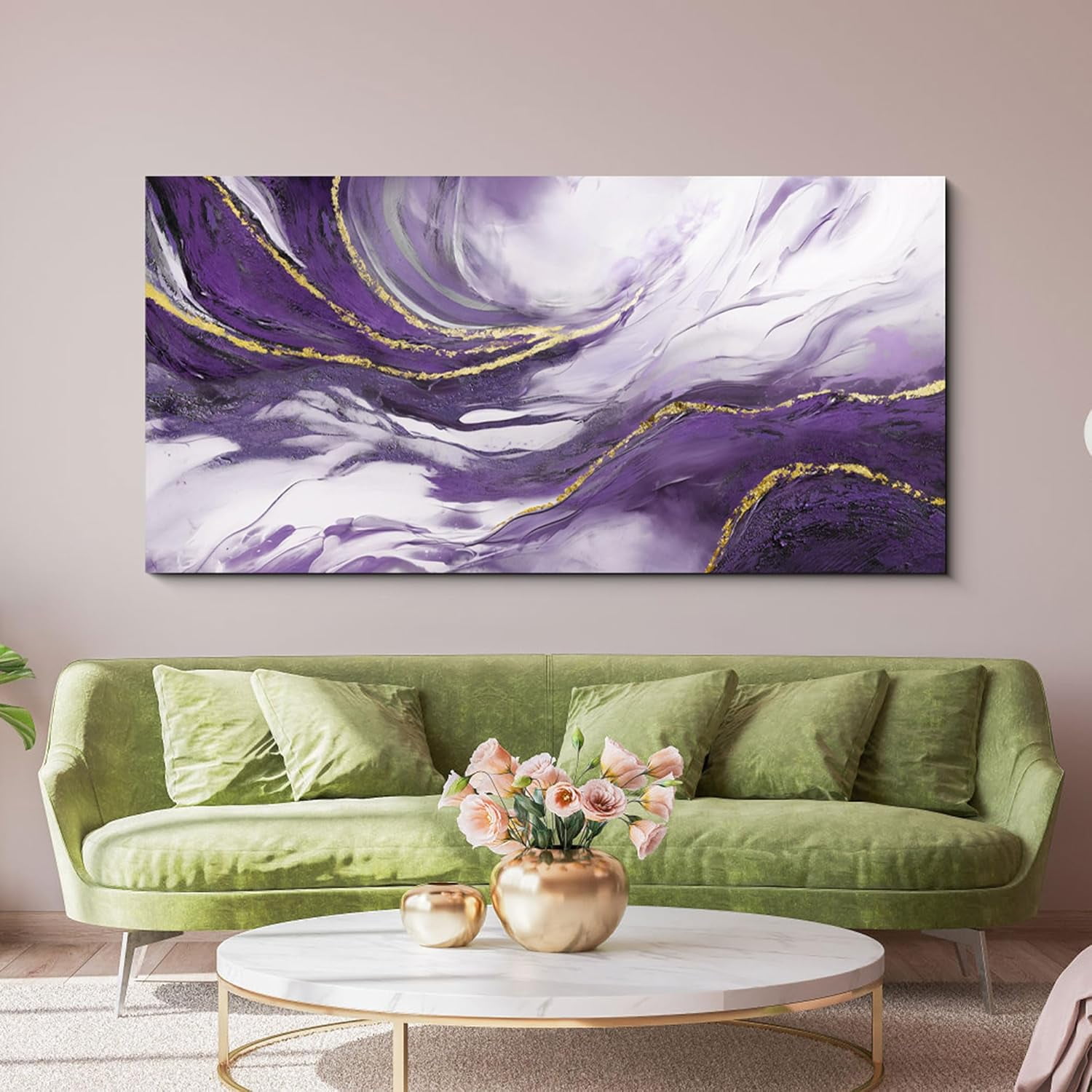 AEFER Purple Wall Art - Large Artwork for Living Room - Purple and Gold ...
