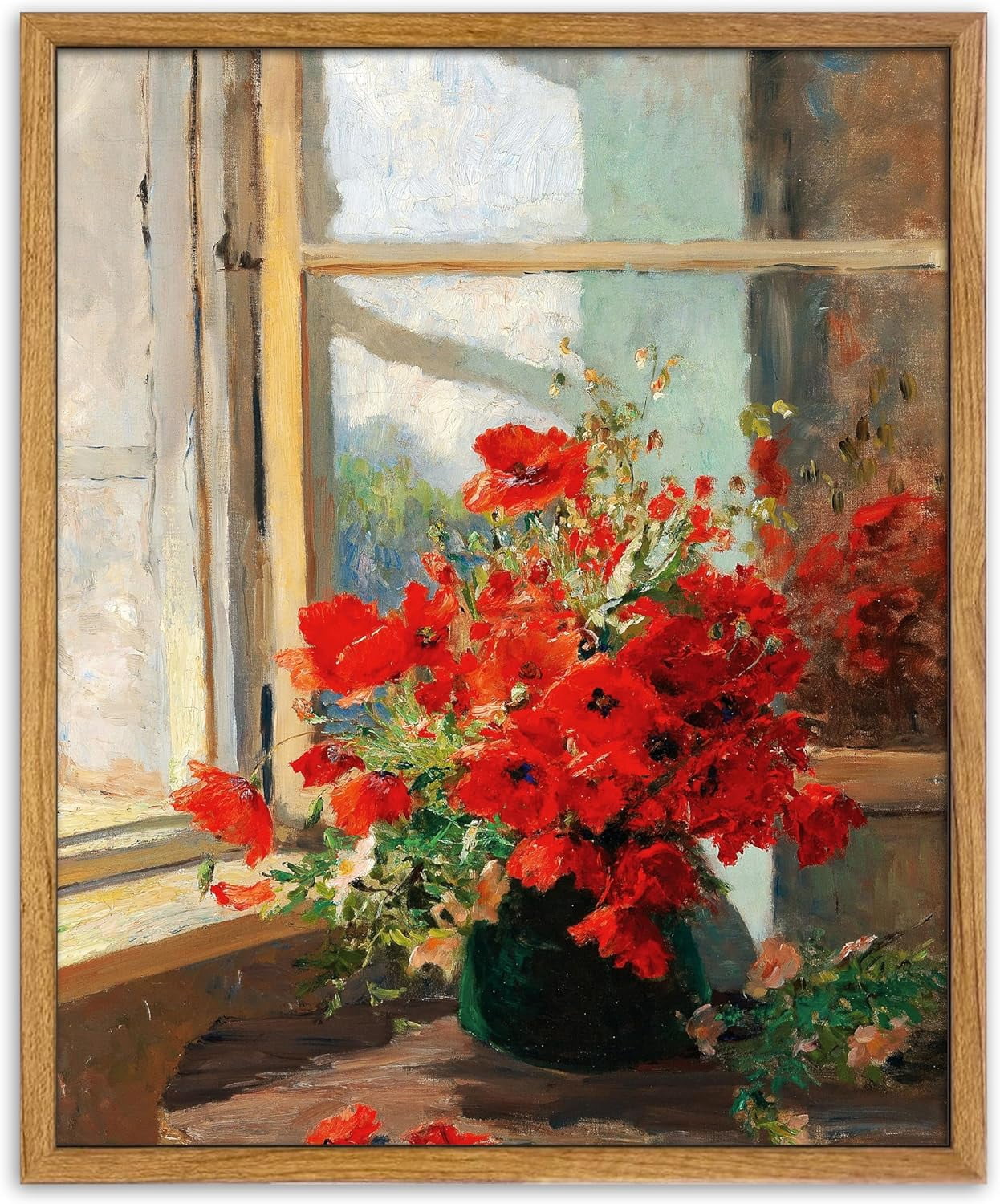 Aefer red poppies unframed wall art vintage wall art modern farmhouse