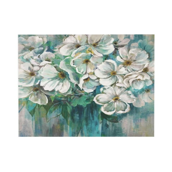 AEFER Teal Flower Wall Decor Turquoise Flower Wall Art Bathroom Decor Pictures Unframe: 24x20inch(60x50cm)