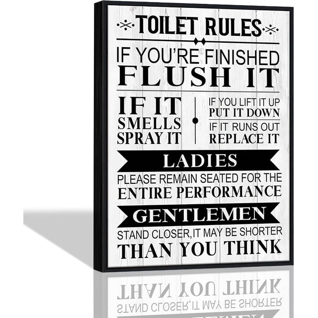 AEFER Toilet Rules Quotes Wall Art Prints, Black Unframed Funny ...