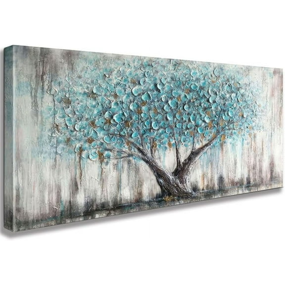 AEFER Tree Wall Art Blue Canvas Wall Decor for Home artwork huge Painting Canvas Print For bedroom Decor Modern Salon kitchen office Hang a picture(J, 24x48inch)
