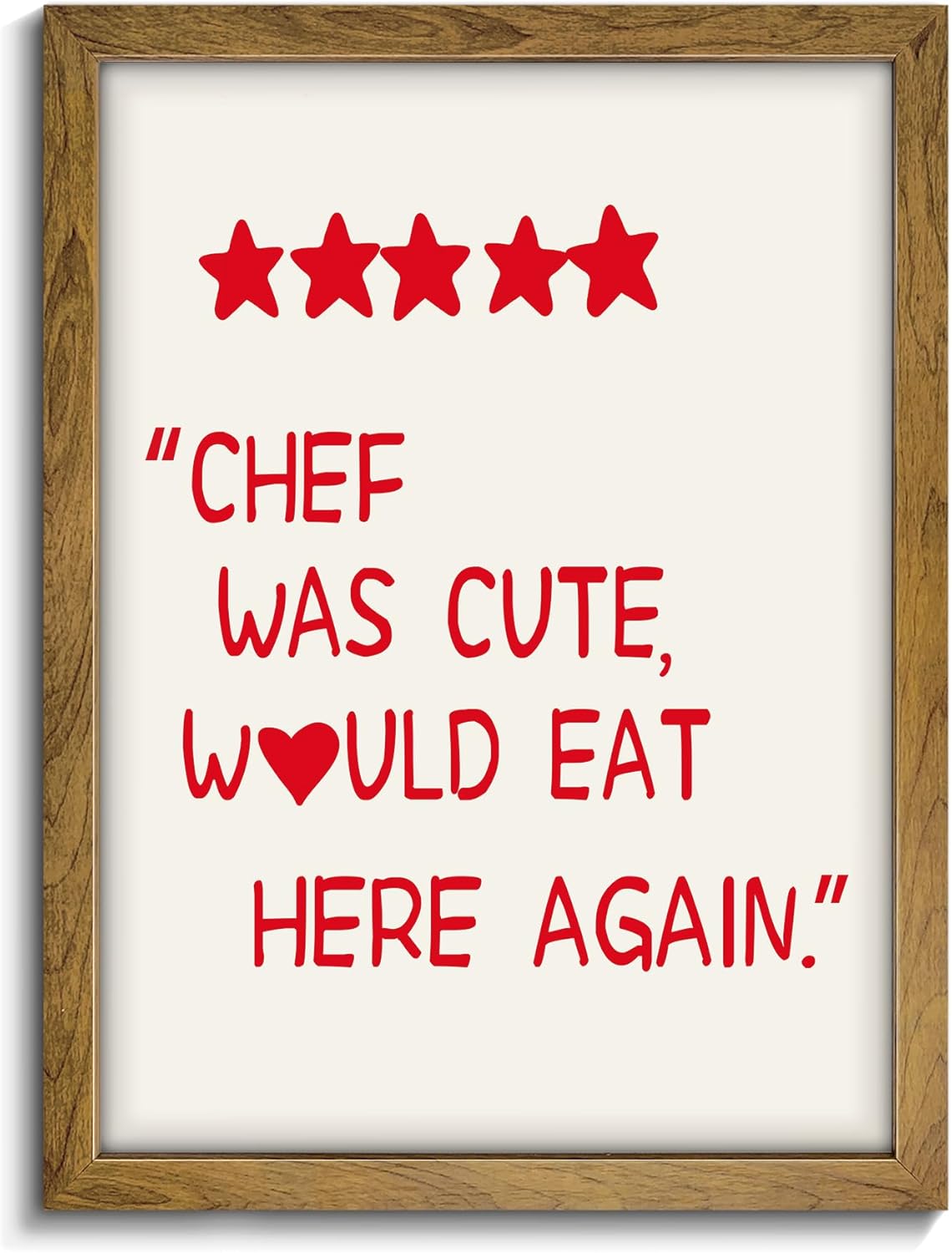 AEFER Unframed Five Star Poster Chef Was Cute Kitchen Sign, Retro