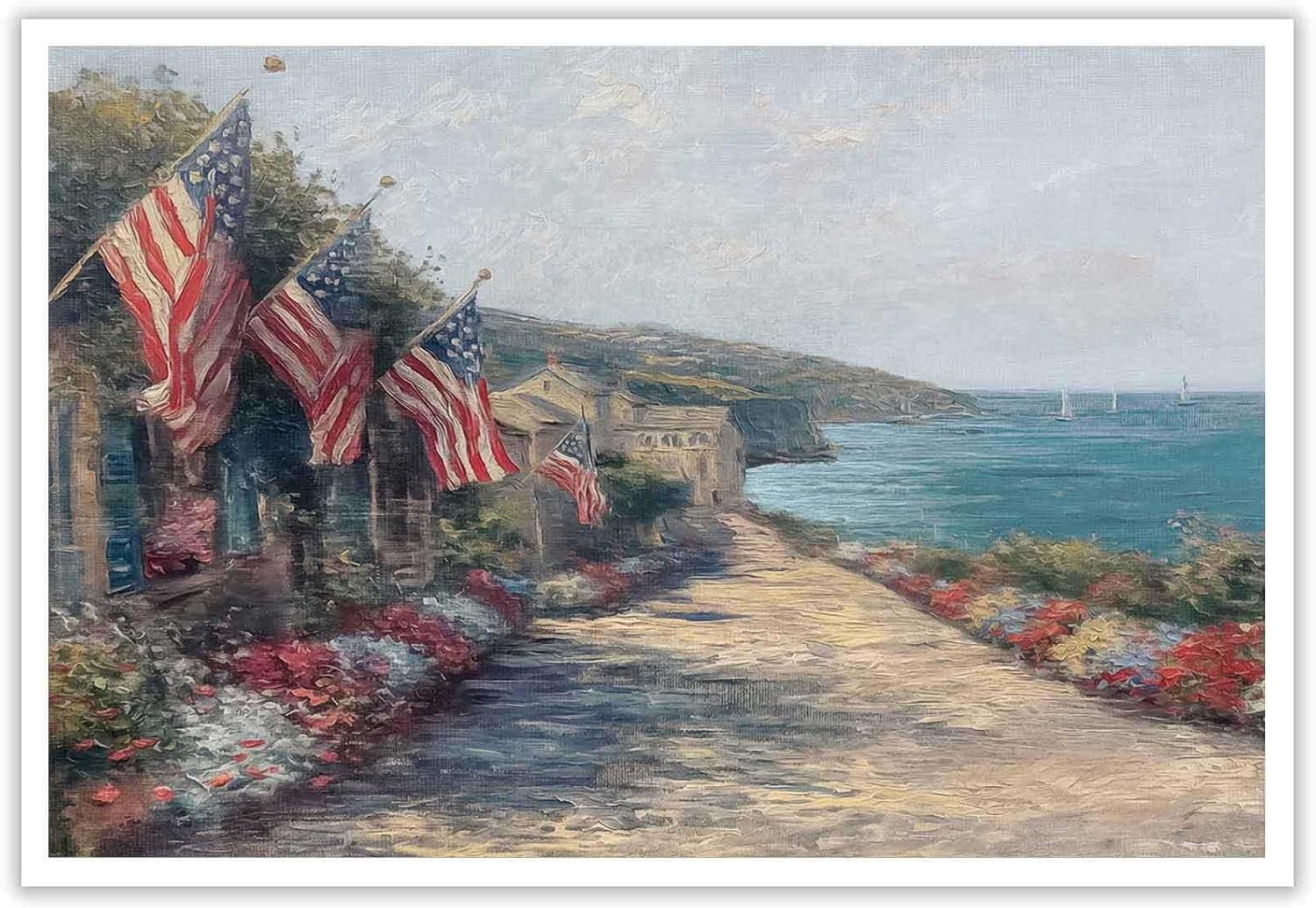American Flag Wall Art - 5-Piece Framed Canvas Set, 32x60 Inches, Patriotic Living Room Decor - View #5