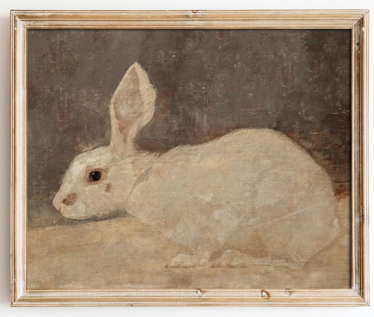 AEFER Vintage Wall Art Decor, Neutral Rabbit Canvas Painting, Farmhouse ...