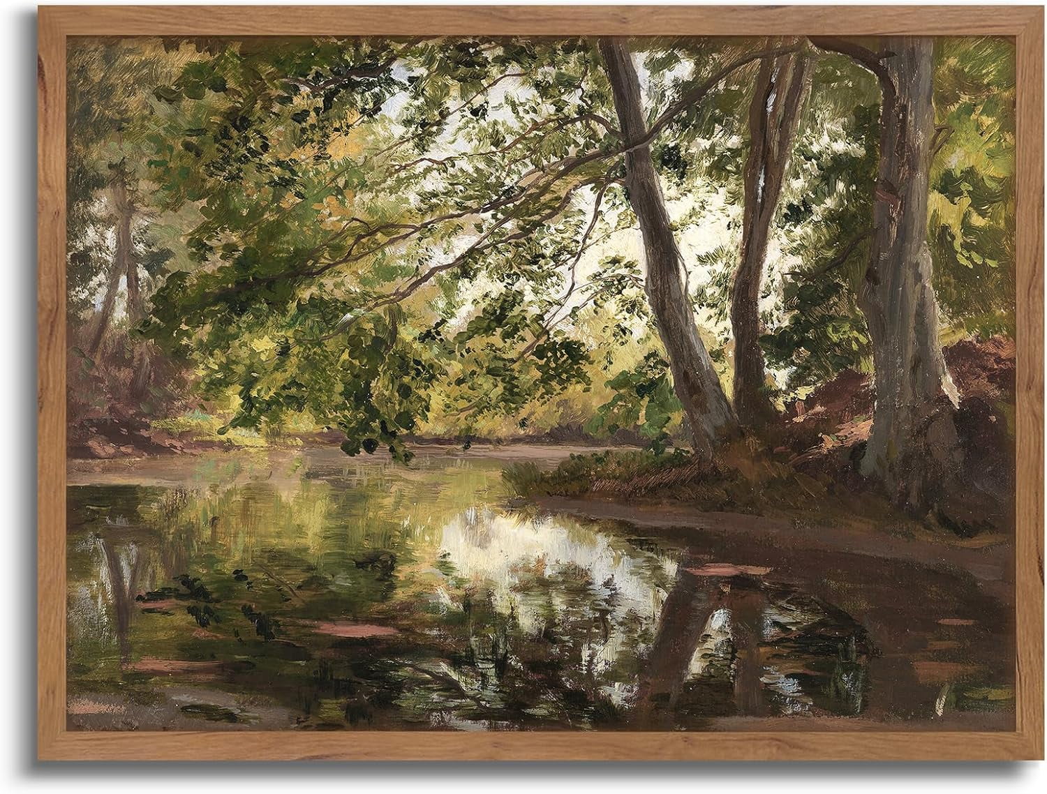 AVOI Vintage Wall Art Green Forest Lake Trees Canvas Art Prints Nature ...