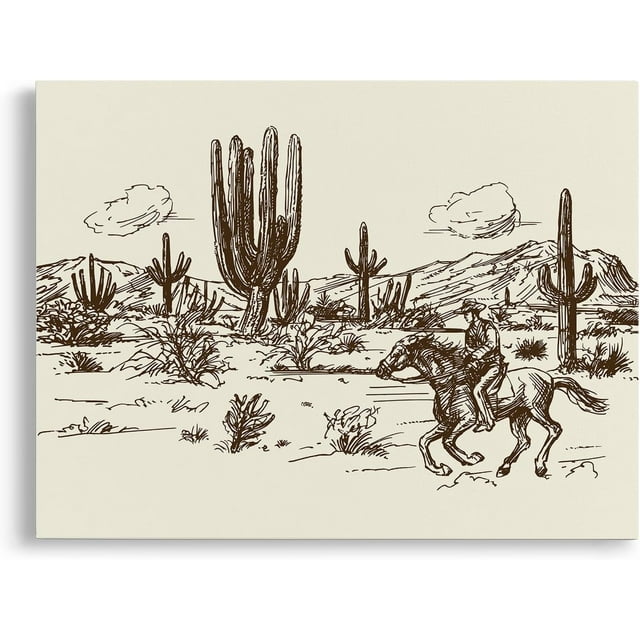 AEFER Vintage Western Wall Decor, Western Wall Art, Cactus Wall Decor