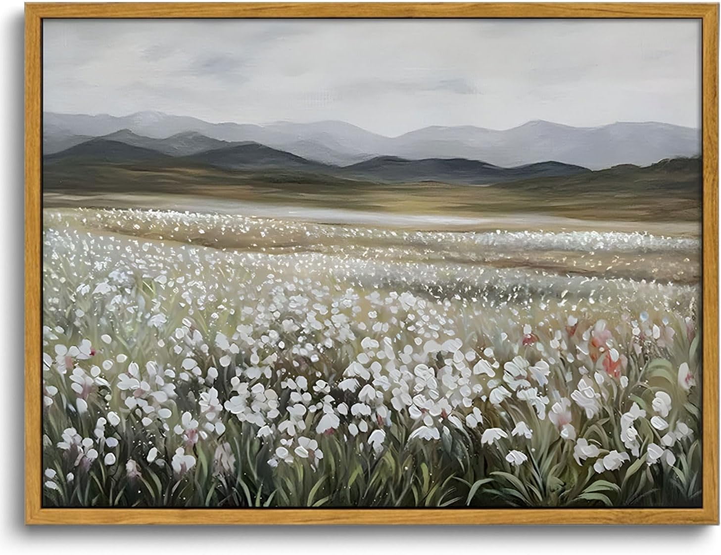 Tableau Toile Imprimée Vintage - Fleurs Sauvages Botaniques - Déco Florale Tendue Sur Châssis, Finition Matte