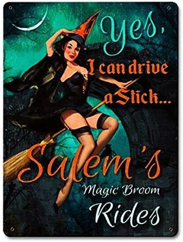 Witch Decor Yes I Can Drive a Stick - Targa in latta vintage