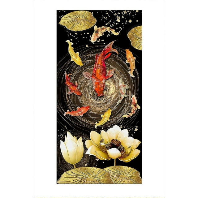 AEFER Wall Posters Aesthetic Koi Fish Feng Shui Nine Fish Painting ...