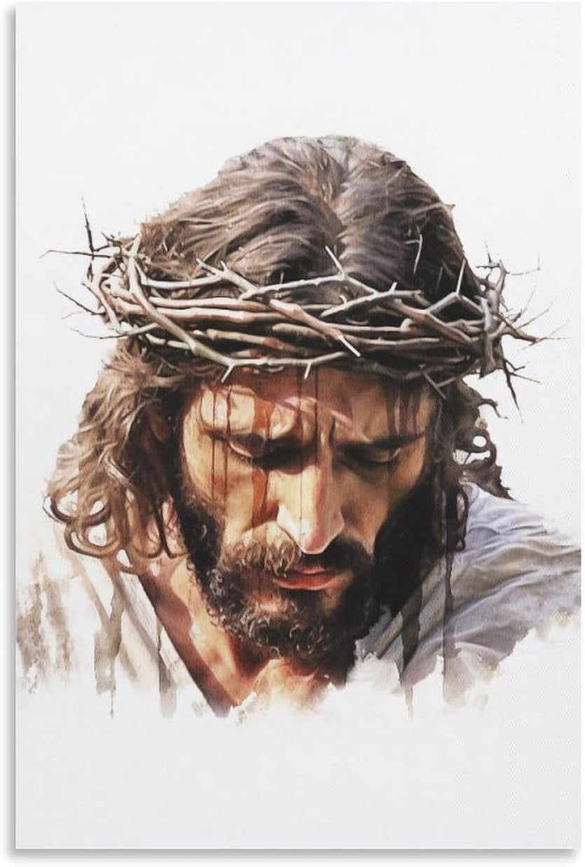 AEFER Watercolor Jesus Wall Art Religious Catholic Crown of Thorns ...