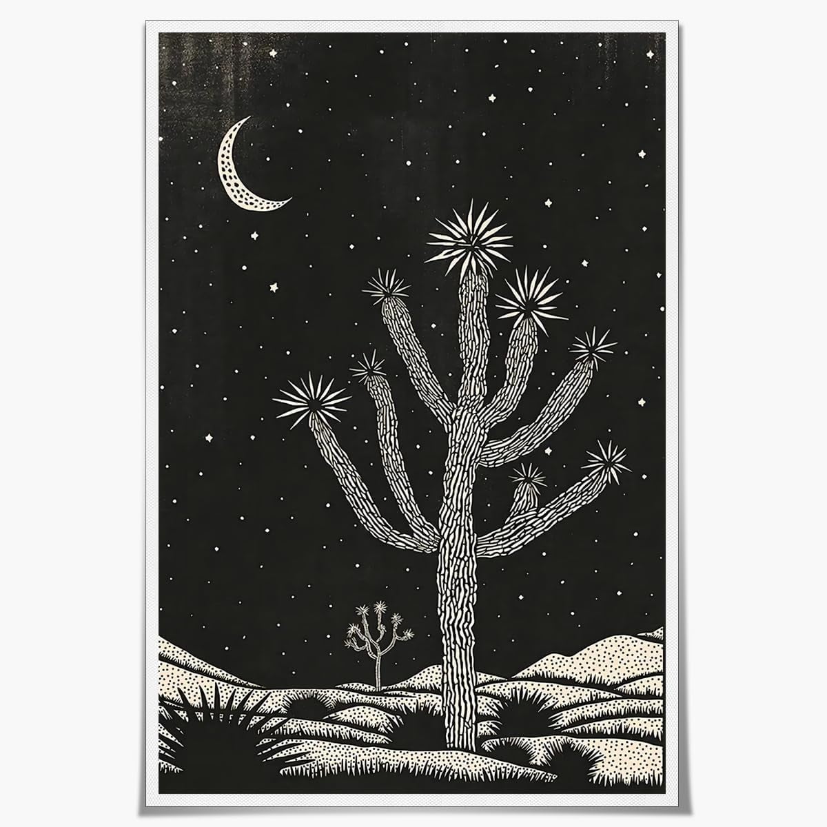 AEFER Western Desert Landscape Wall Art Prints Joshua Tree Block Poster ...