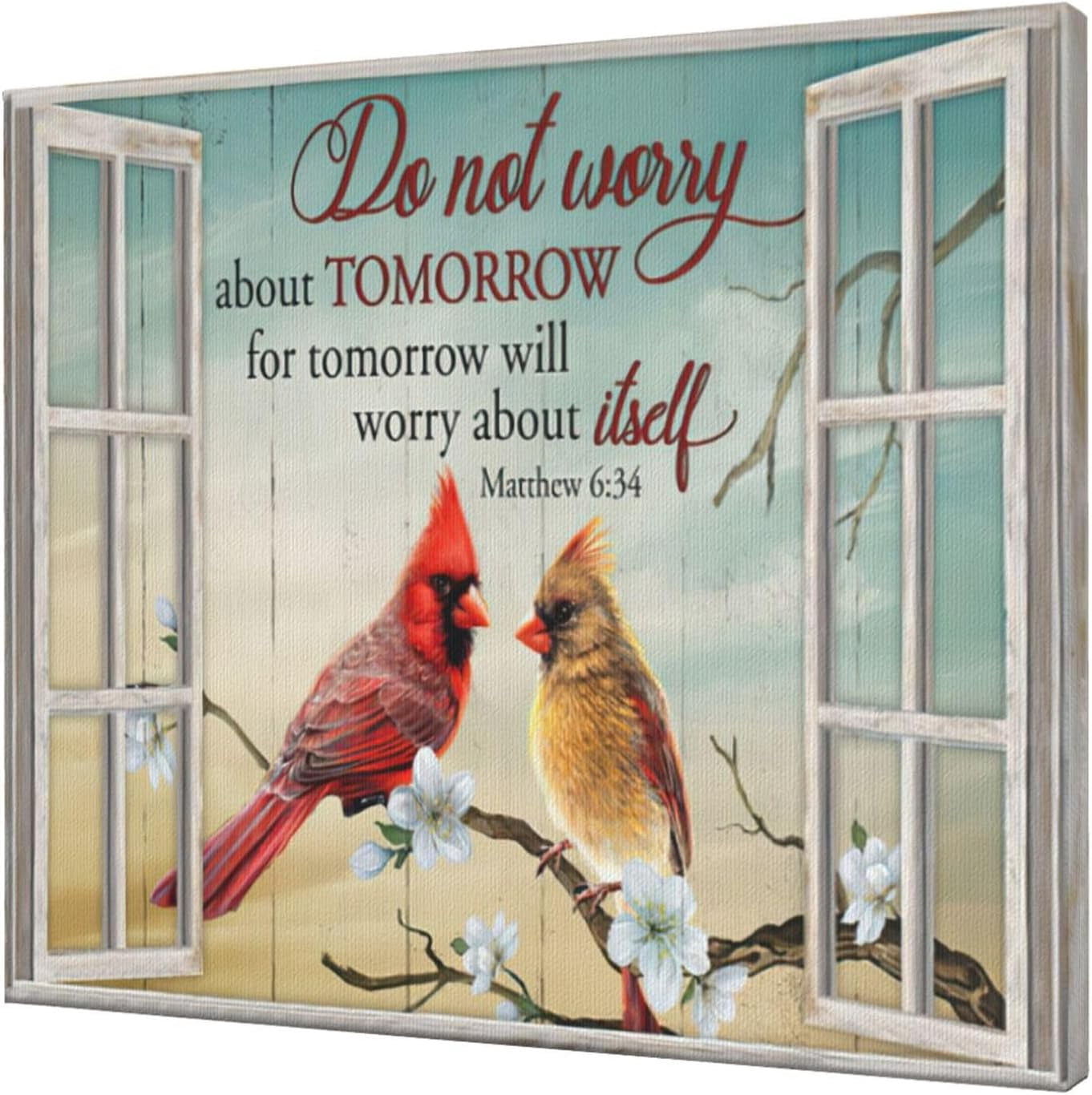 AEFER Window Bird Bathroom Decor Wall Art Biblical sayings Cardinal Bathroom Pictures for Wall ...