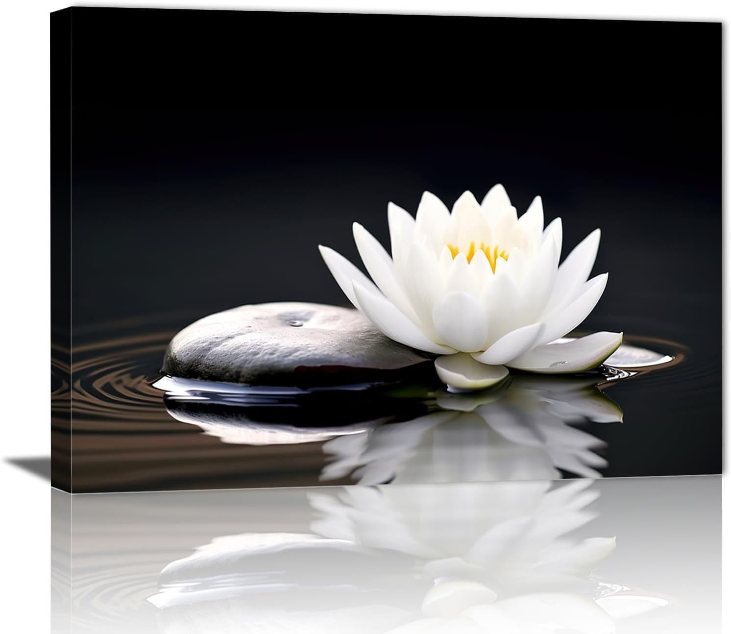 AEFER Zen White Lotus Flower Wall Art Black and White Lotus on Spa ...