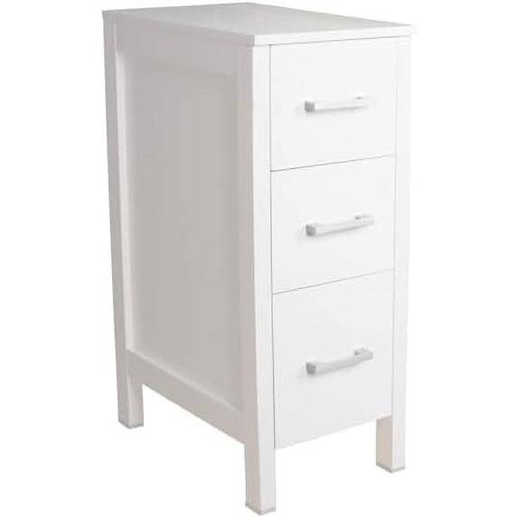AEFRGHS 12" Bathroom Vanity Side Cabinet Floor Freestanding Cabinet W/3 Drawers & Wood Frame Space Saver Organizer for Bathroom (White)