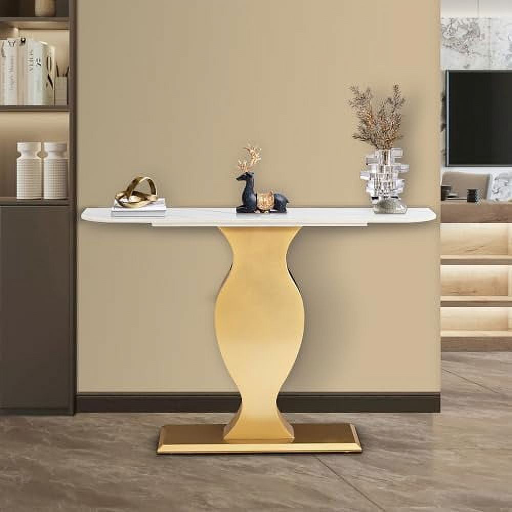 AEFRGHS 47.24 in Modern Console Table Sintered Stone Entryway Table ...