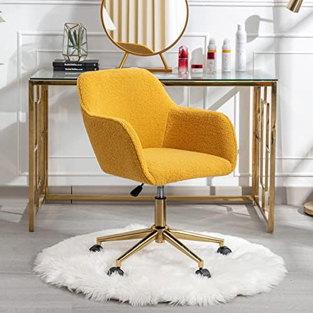 AEFRGHS Fluffy Desk Chair Faux Fur White Vanity Chair Swivel Office Chair for Girls Women Height