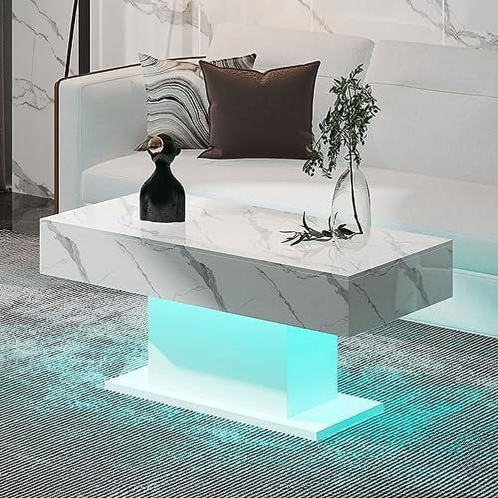 AEFRGHS LED Coffee Table for Living Room Modern High Glossy Coffee ...