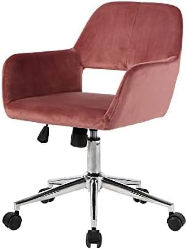 AEFRGHS Rose Pink Velvet Office Chair Swivel Task Chair Adjustable Mid