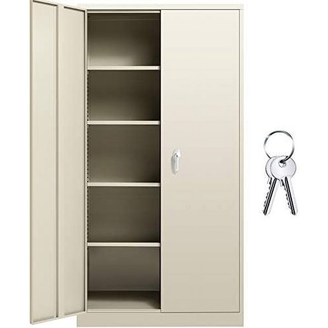 AEFRGHS White Metal 72" Locking Steel with 2 Door and