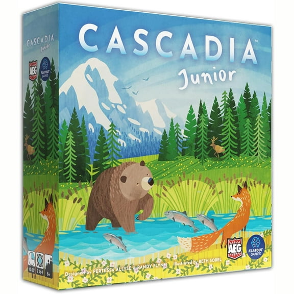 AEG & FlatOut Games: Cascadia Junior - Stand-Alone Version Of Cascadia, Wildlife Puzzly Spatial & Matching Board Game, Family-Kids Age 6+, 2-4 Players