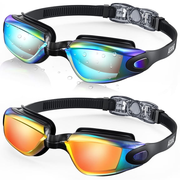 AEGEND Adult Swim Goggles, Soft Fit with Anti‑Fog and UV Protection, 2 Pack