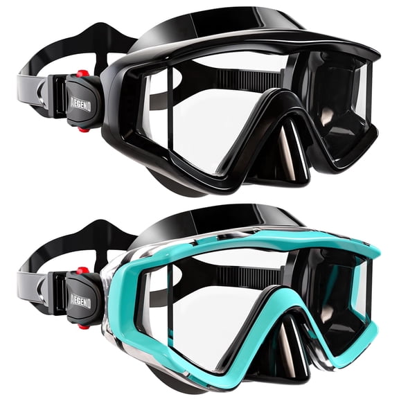 AEGEND Adult Swim Goggles Diving Mask, 220° Panoramic Wide View Anti-Fog UV Protection Leakproof Swimming Goggles, Quick-Adjust Strap & Mesh Storage Bag for Pool, Snorkeling & Beach