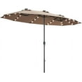 thumbnail image 1 of AEGFKD 15 Ft Double Sided Patio Umbrella with Solar Lights, Extra Large Rectangle Outdoor Umbrella with 36 LED Lights & Crank Handle for Deck, Poolside, Garden, Backyard (Tan), 1 of 10